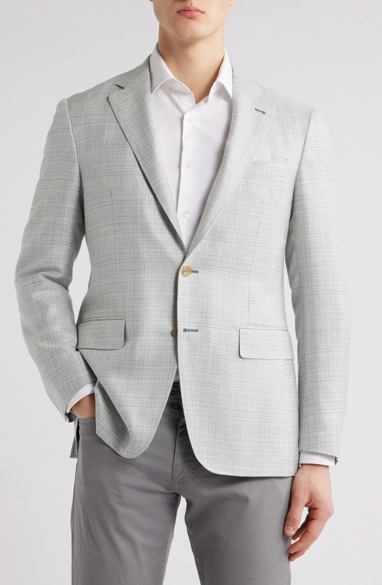 Canali Kei Trim Fit Wool & Silk Blend Melange Sport Coat, Alternate, color,