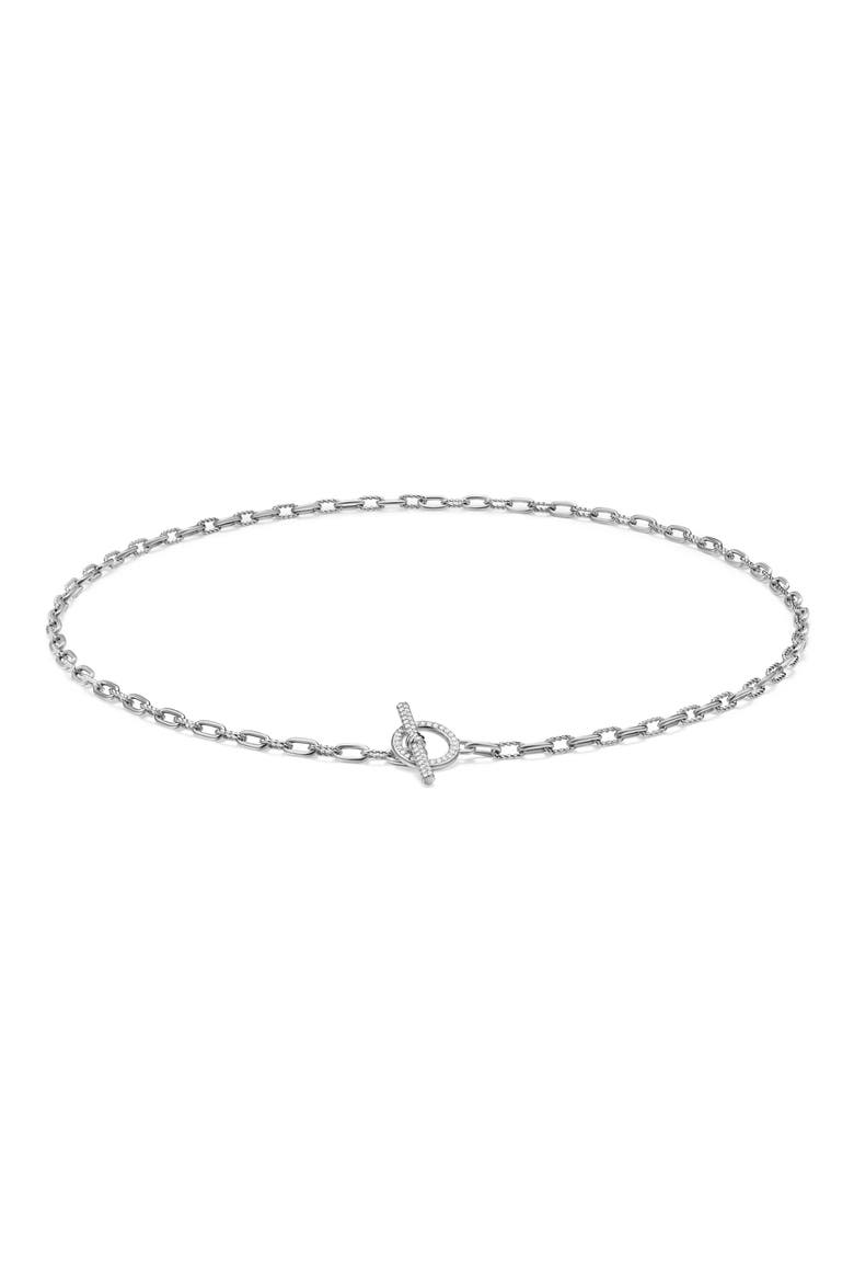 DY Madison® Pavé Toggle Chain Necklace, Alternate, color, STERLING SILVER