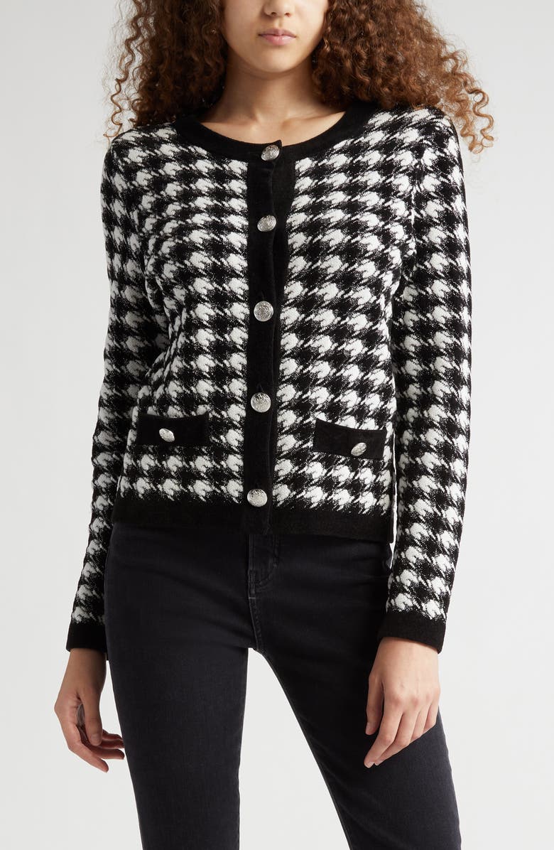 Veronica Beard Primrose Check Cotton Blend Tweed Cardigan, Alternate, color,