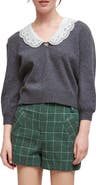 maje Lace Collar Sweater