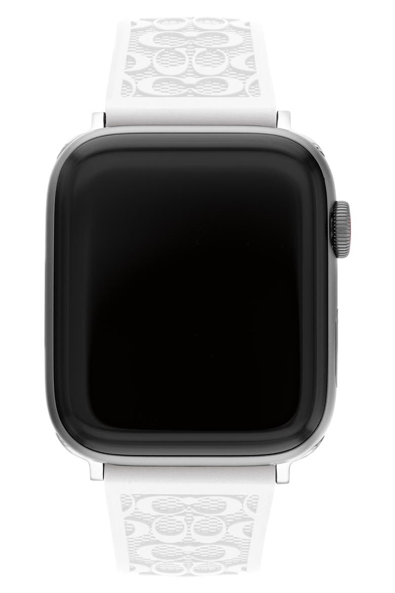 Silicone Apple Watch® Strap, Main, color, WHITE