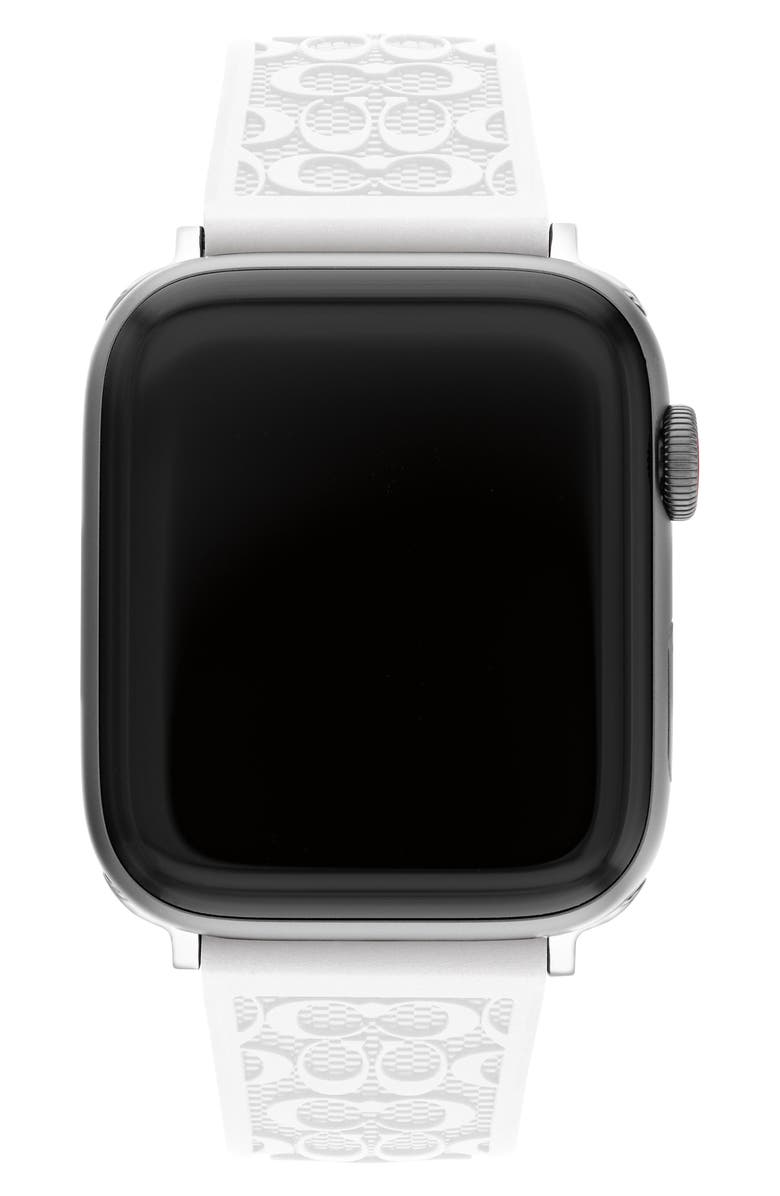 COACH Silicone Apple Watch<sup>®</sup> Strap, Main, color, White