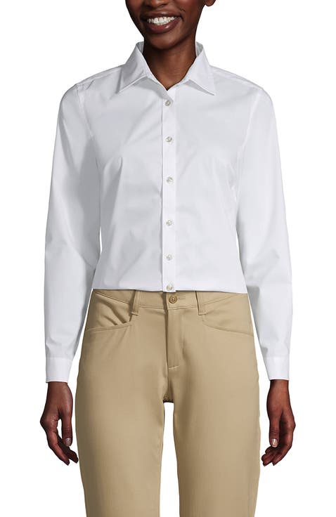 School Uniform  No Gape Long Sleeve Stretch Shirt