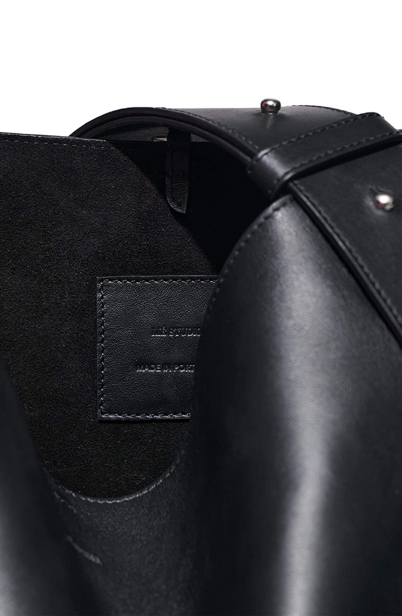 Lié Studio Norma Leather Bucket Tote, Alternate, color, Solid Black