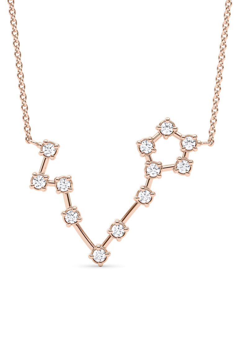 Pisces Constellation Lab Created Diamond Necklace, Main, color, 18K ROSE GOLD
