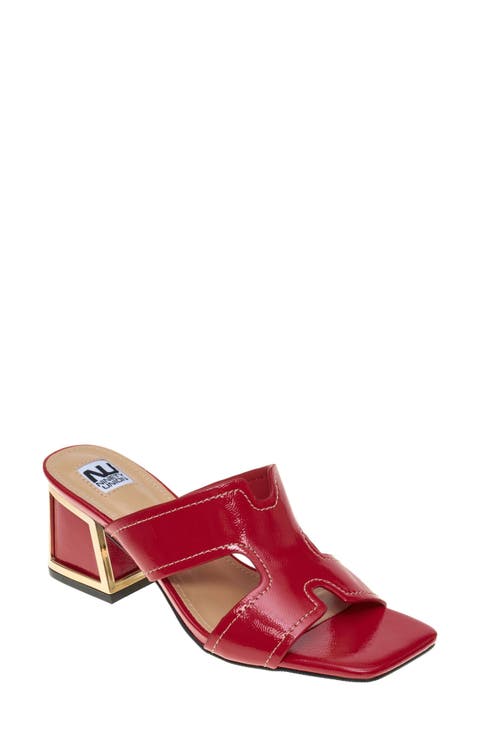Bright Block Heel Slide Sandal