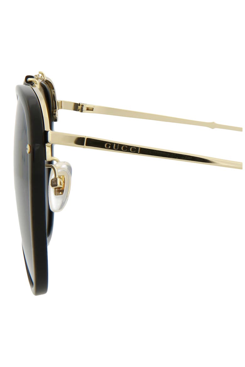 58mm Aviator Sunglasses, Alternate, color, BLACK GOLD GREY