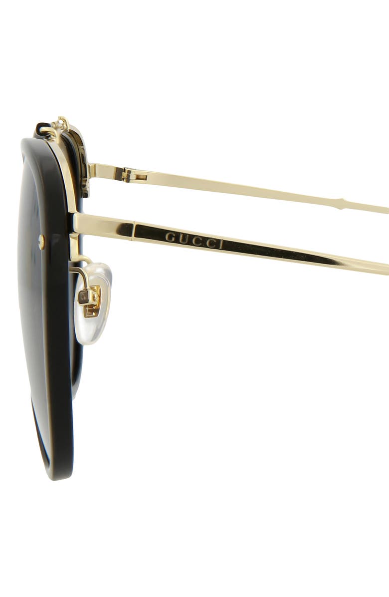 Gucci 58mm Aviator Sunglasses, Alternate, color, Black Gold Grey