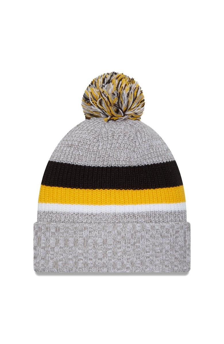 New Era Men's New Era Heather Gray Pittsburgh Steelers Cuffed Knit Hat with Pom, Alternate, color, Heather Gray