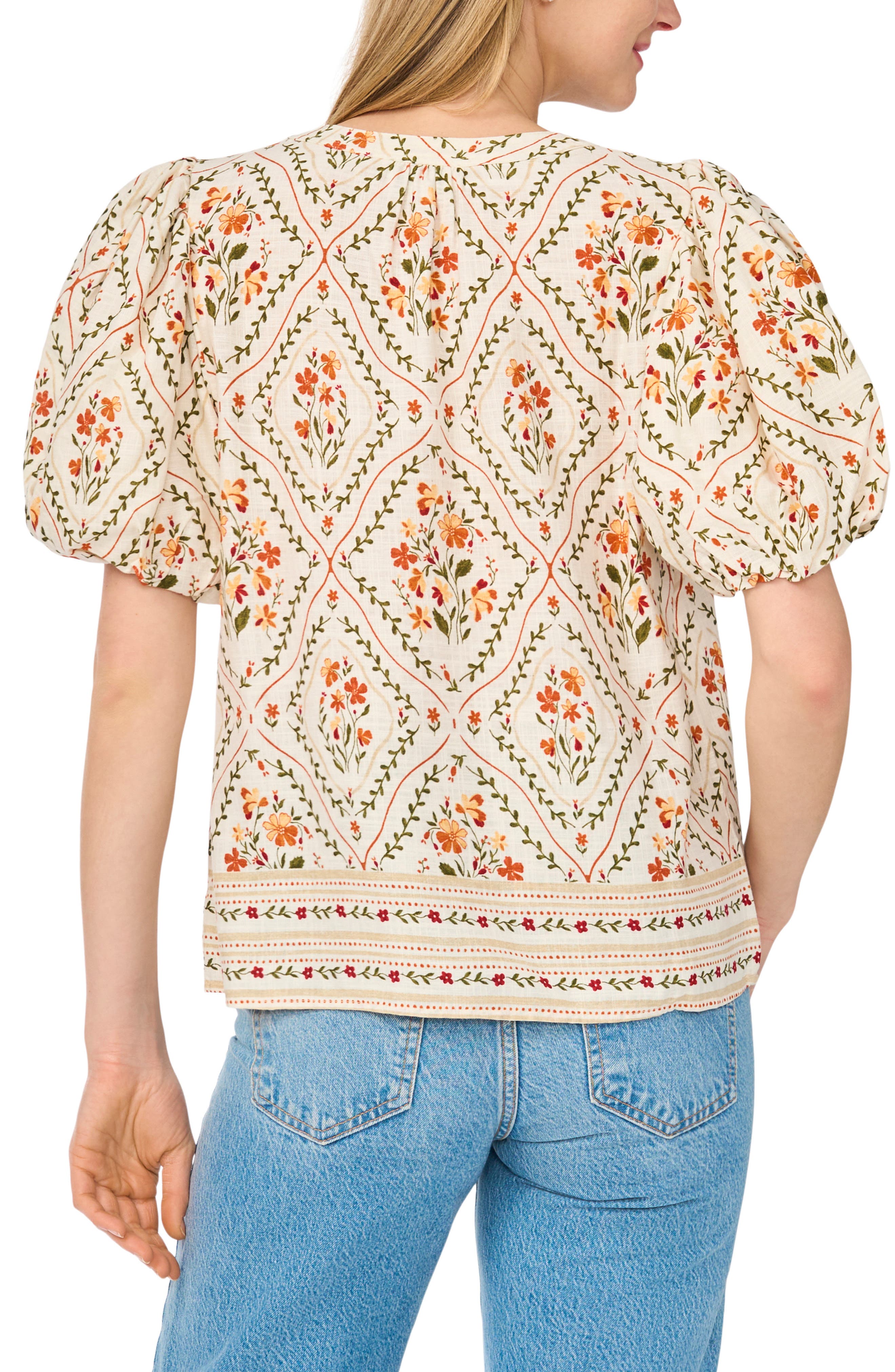 Printed Puff Sleeve Top - image 4