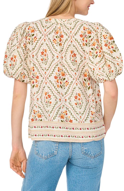 Cece Printed Puff Sleeve Top In Multi