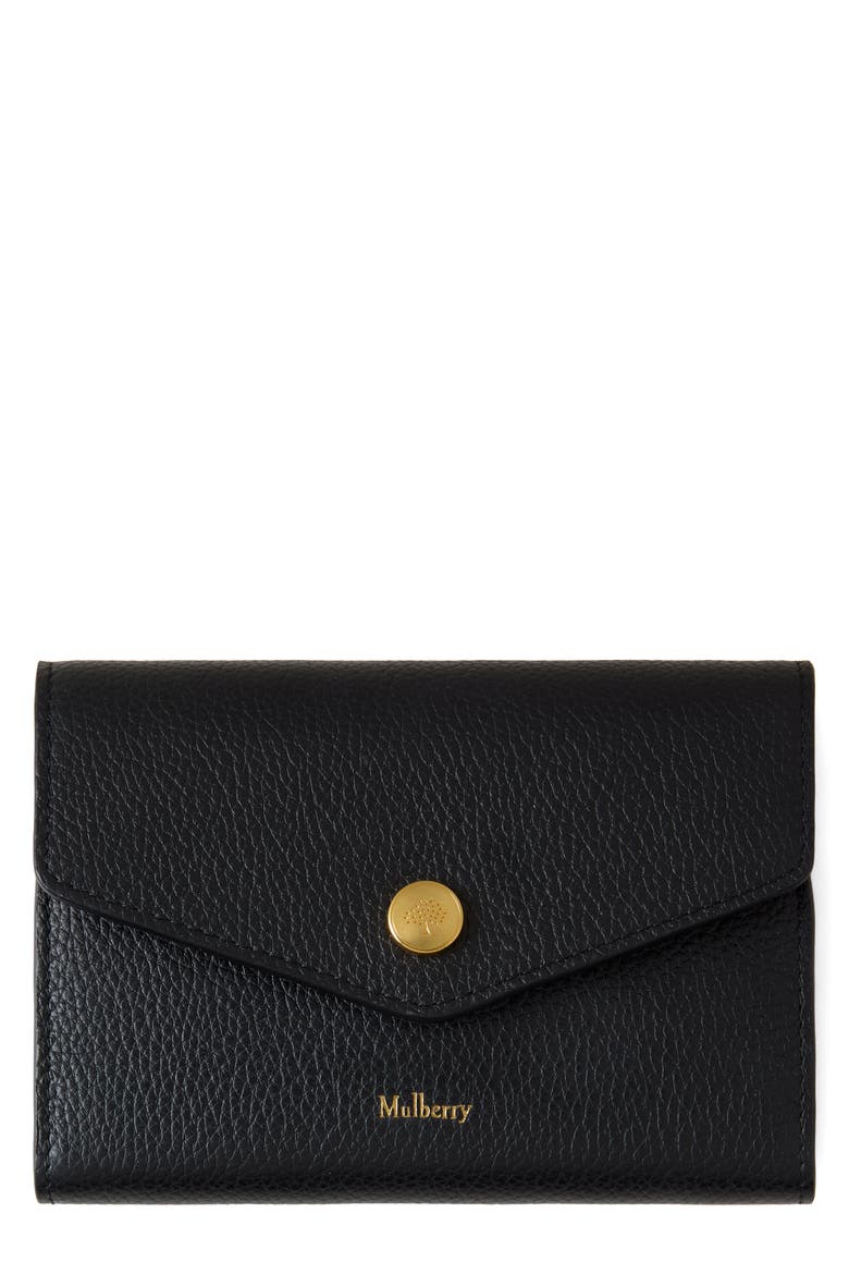 Snap Leather Wallet, Main, color, BLACK