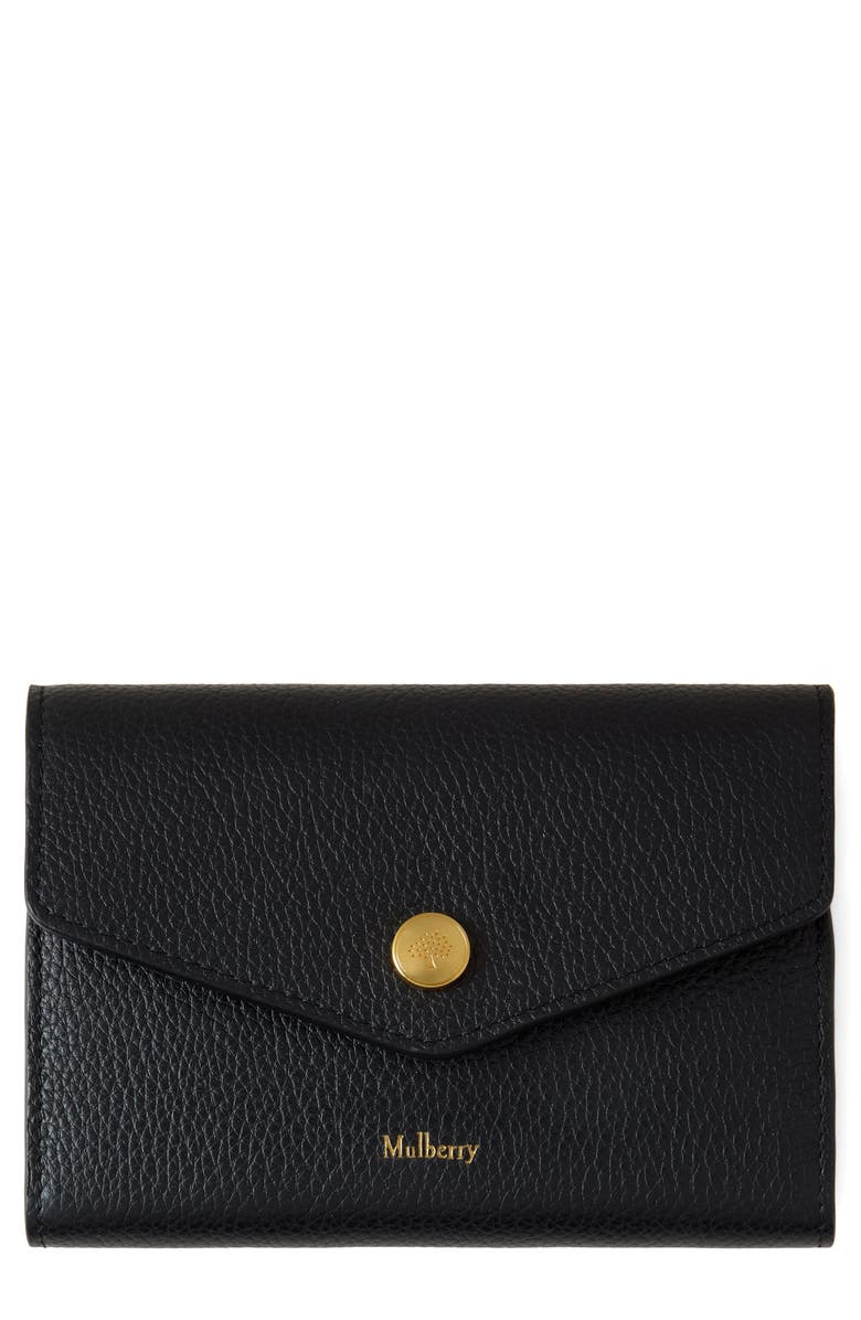 Mulberry Snap Leather Wallet, Main, color, Black