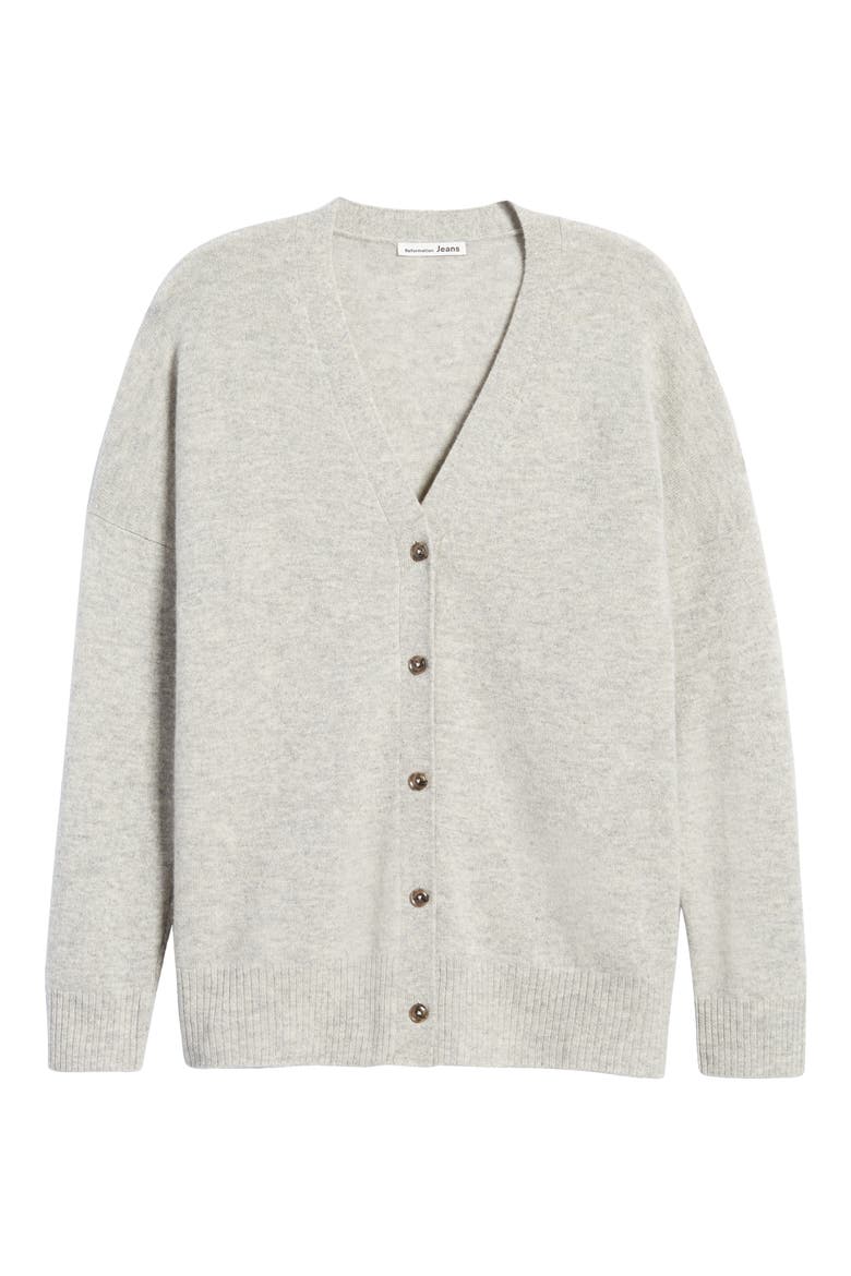 Recycled Cashmere Blend Boyfriend Cardigan, Alternate, color, LIGHT HEATHER GREY