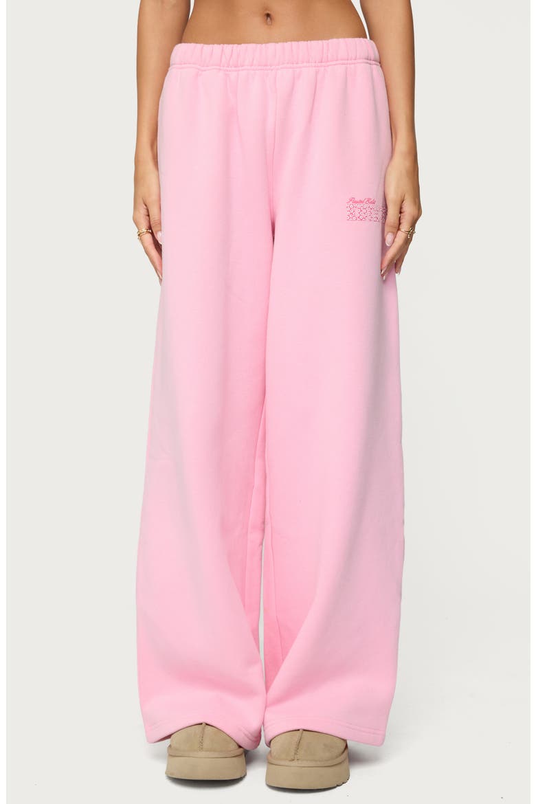 Pastel Edit Logo Wide Leg Sweatpants, Main, color, PINK