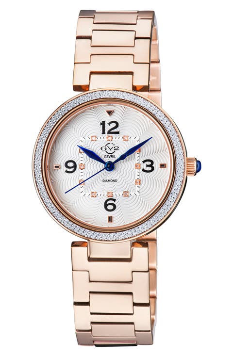 Women's Piemonte Rose Gold Diamond Bracelet Watch, 37mm - 0.03ctw
