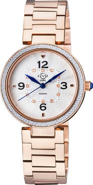 GV2 Women's Piemonte Rose Gold Diamond Bracelet Watch, 37mm - 0.03ctw