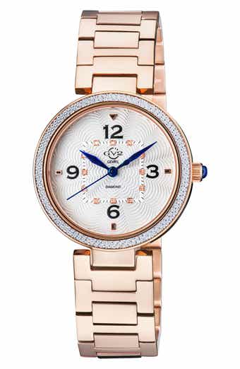 GV2 Women's Piemonte Rose Gold Diamond Bracelet Watch, 37mm - 0.03ctw