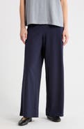 Eileen Fisher High Waist Cotton Blend Wide Leg Pants
