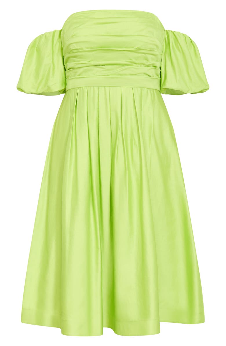 City Chic Rosalee Off the Shoulder Cotton Midi Dress, Alternate, color, Pistachio