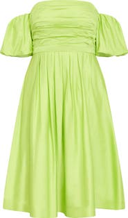 City Chic Rosalee Off the Shoulder Cotton Midi Dress