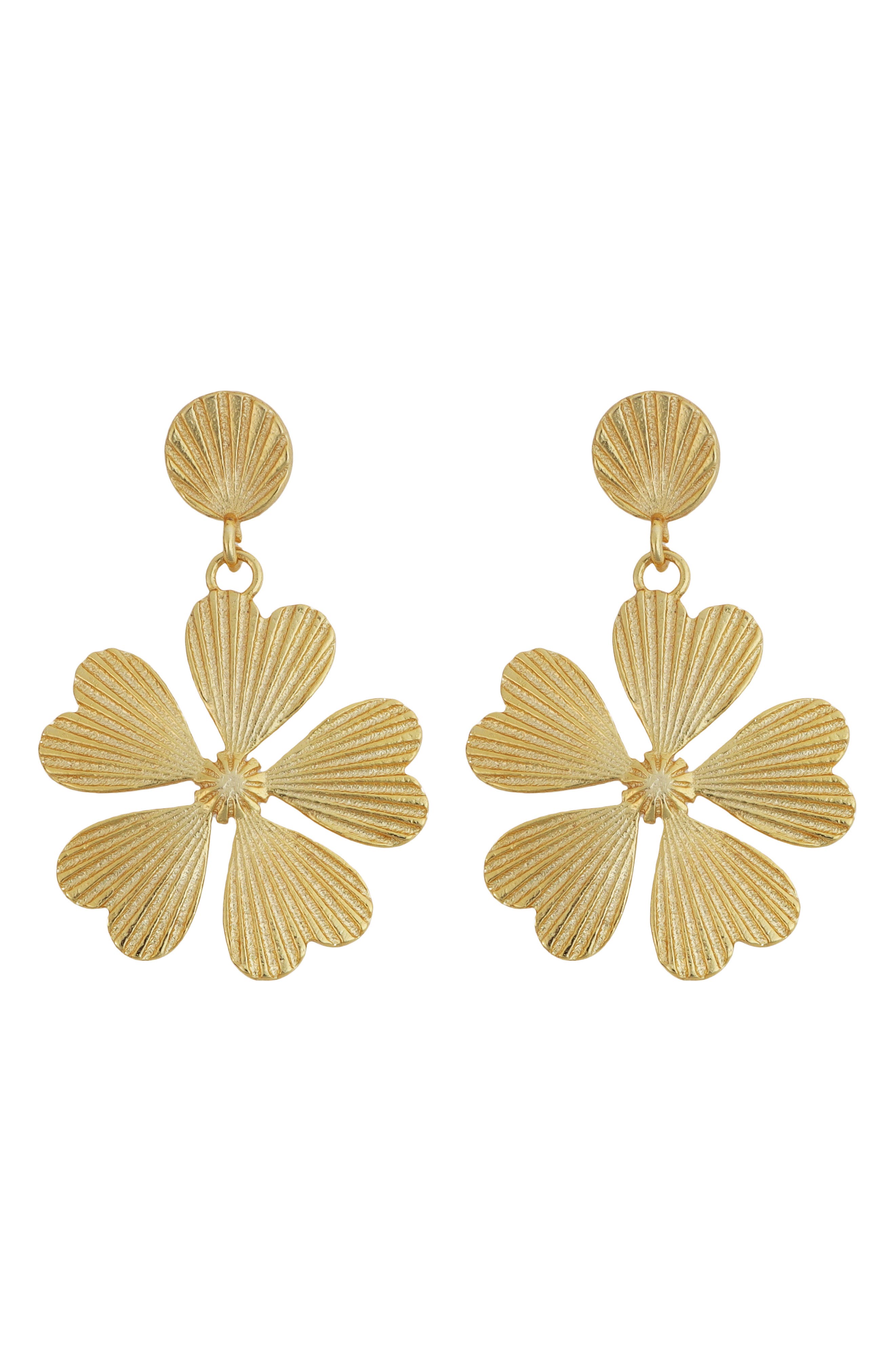 Panacea Textured Flower Drop Earrings