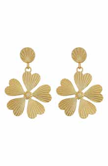 Panacea Textured Flower Drop Earrings