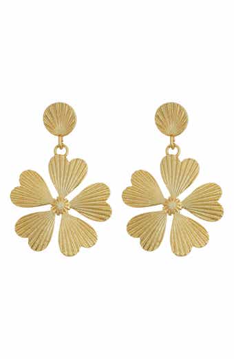 Textured Flower Drop Earrings