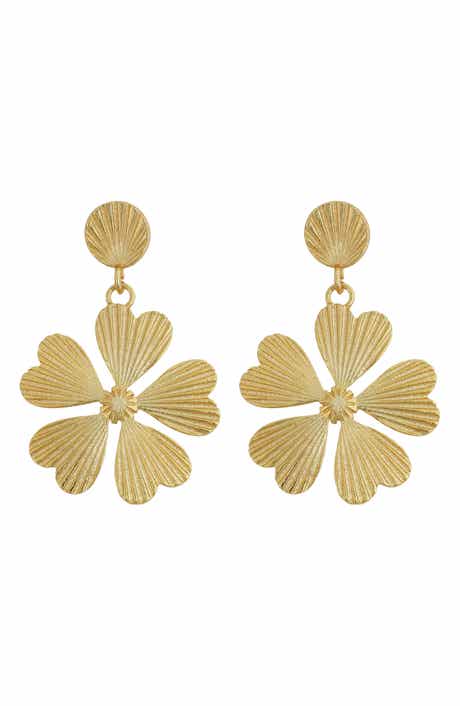 Panacea Textured Flower Drop Earrings