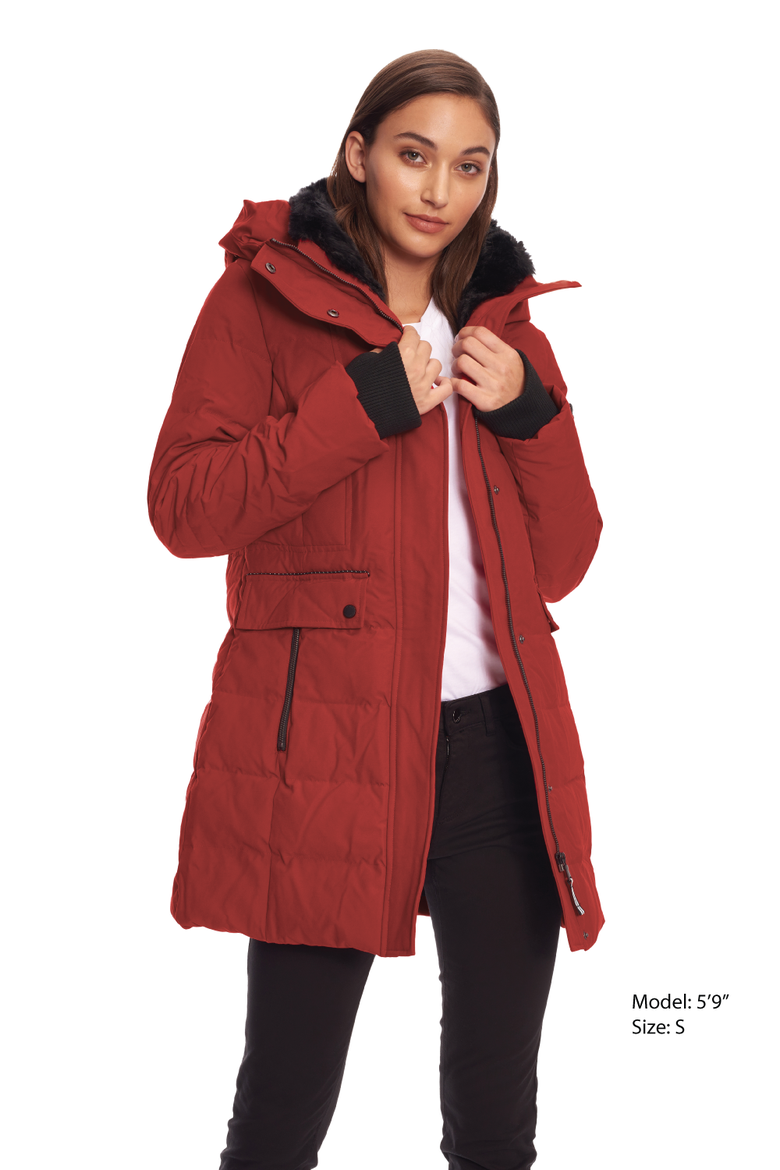 Kootney - Vegan Down Mid-Length Parka Coat, Alternate, color, CRIMSON
