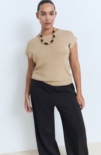 Fine Knit Cap Sleeve Sweater