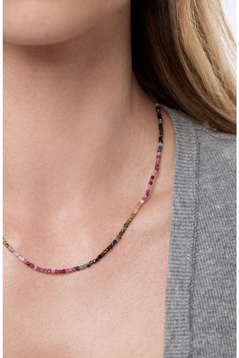 Solid Yellow Gold - Tourmaline Beaded Necklace, Alternate, color, Gold