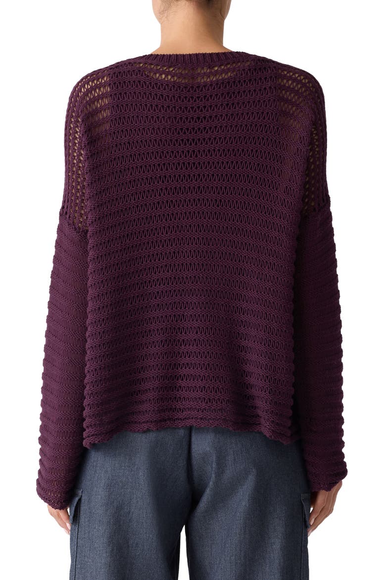 Crewneck Oversize Organic Cotton Sweater, Alternate, color, BLACKBERRY