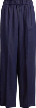 Anne Klein High Waist Pull-On Straight Leg Linen Blend Pants