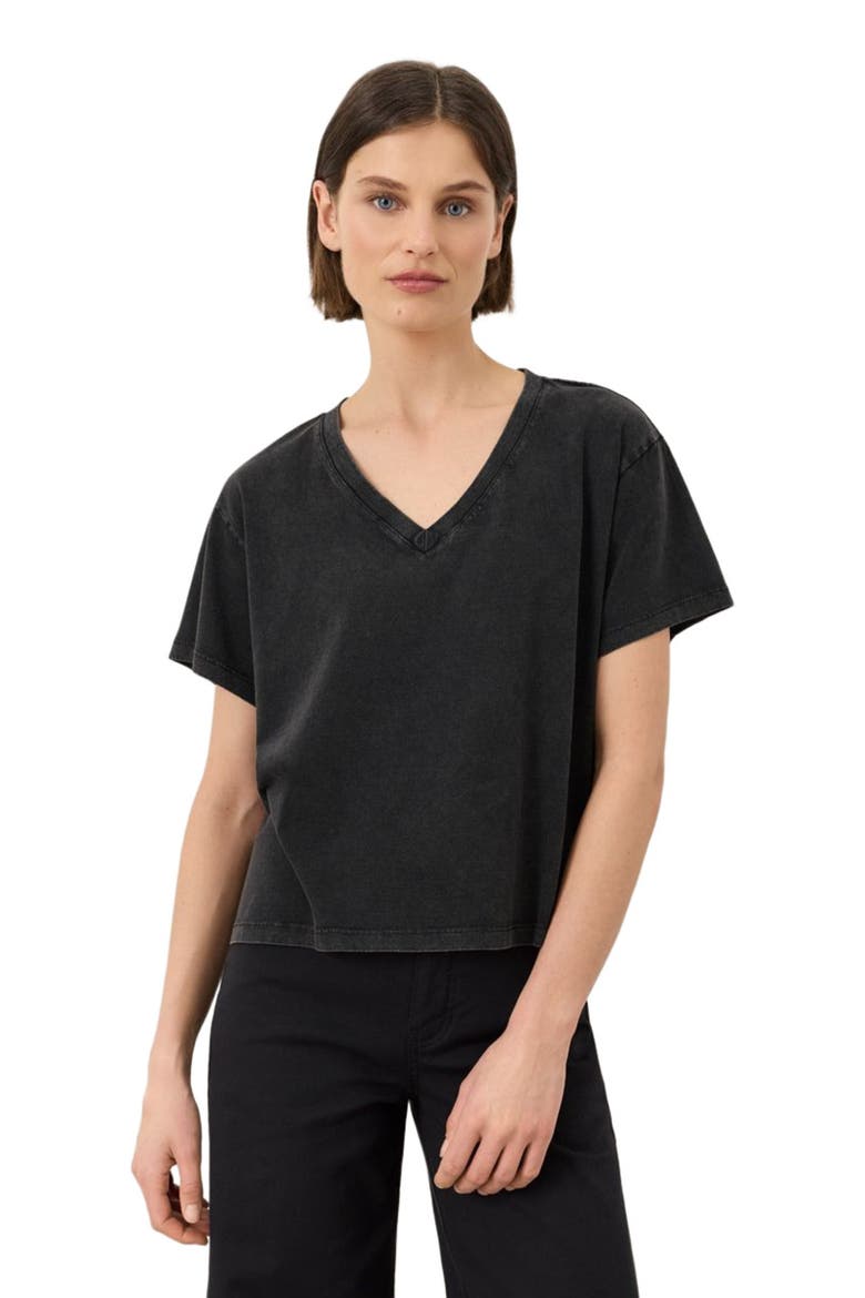 Organic Cotton Vintage Jersey V-Neck Tee, Alternate, color, Washed Black