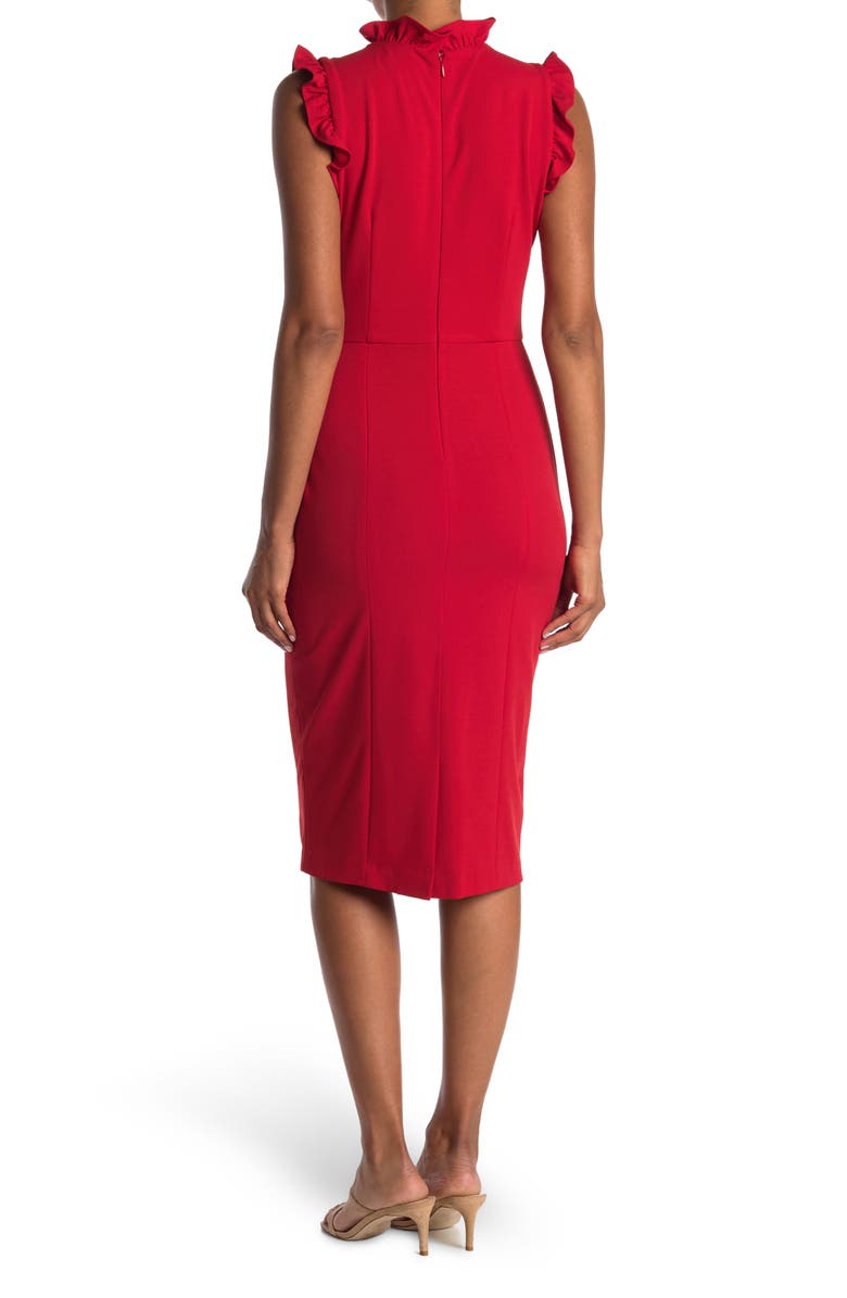 Maggy London Ruffled Sleeveless Midi Sheath Dress, Alternate, color,