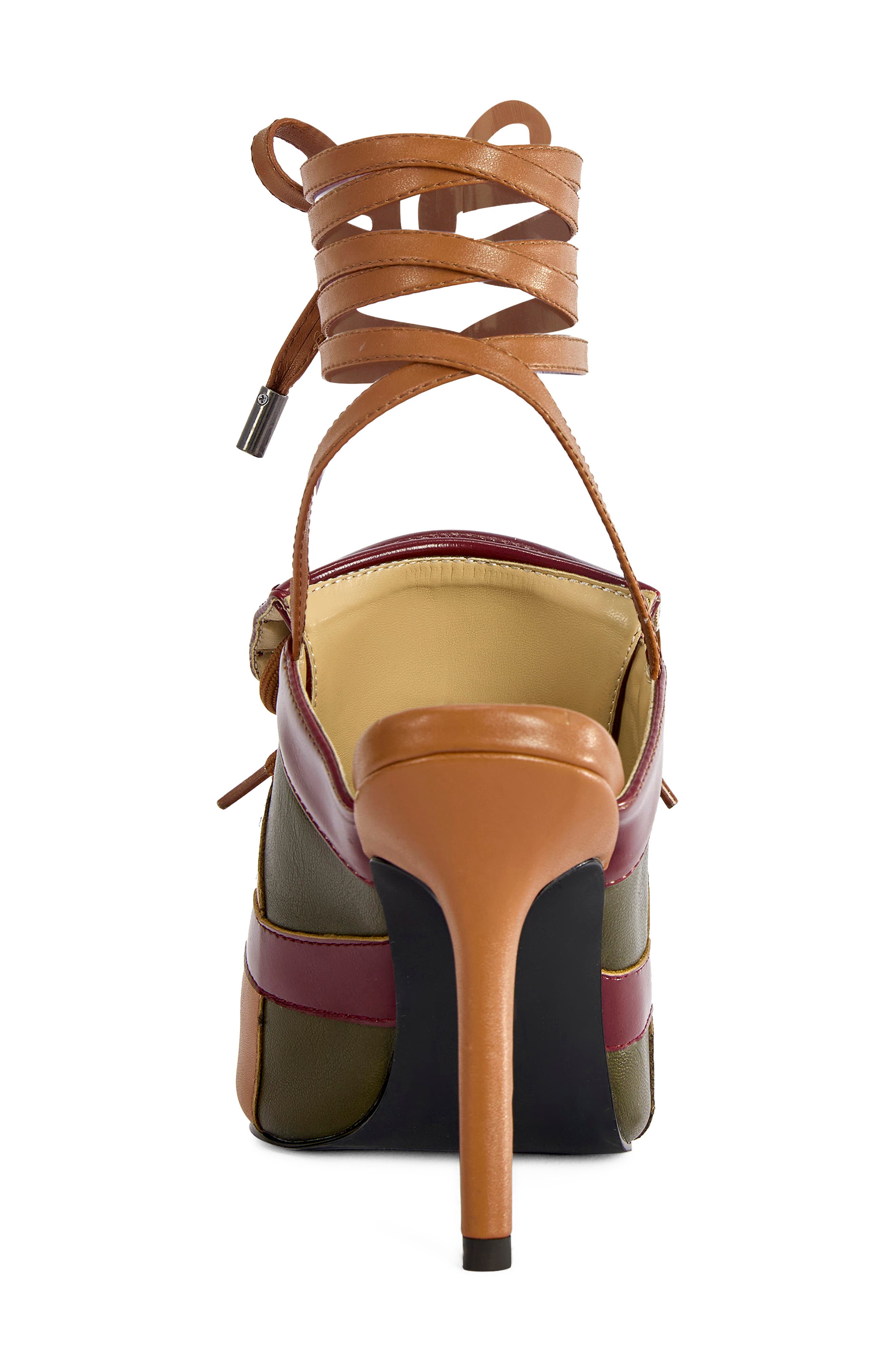 Ambre Lace Up Pointed Toe Bootie, Alternate, color, OLIVE MULTI