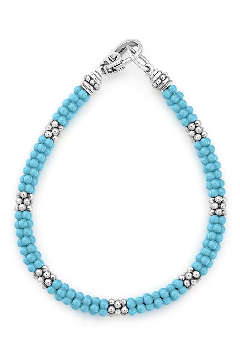 Blue Caviar Ceramic Rope Bracelet, Main, color, SILVER/ TURQUOISE