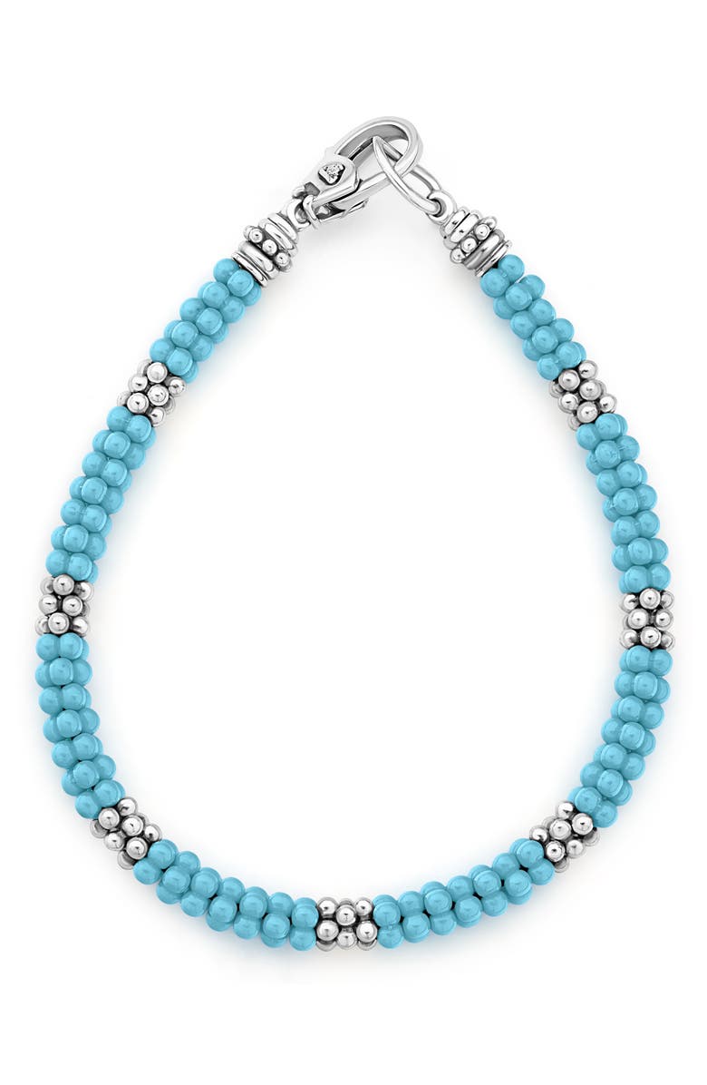LAGOS Blue Caviar Ceramic Rope Bracelet, Main, color, Silver/ Turquoise
