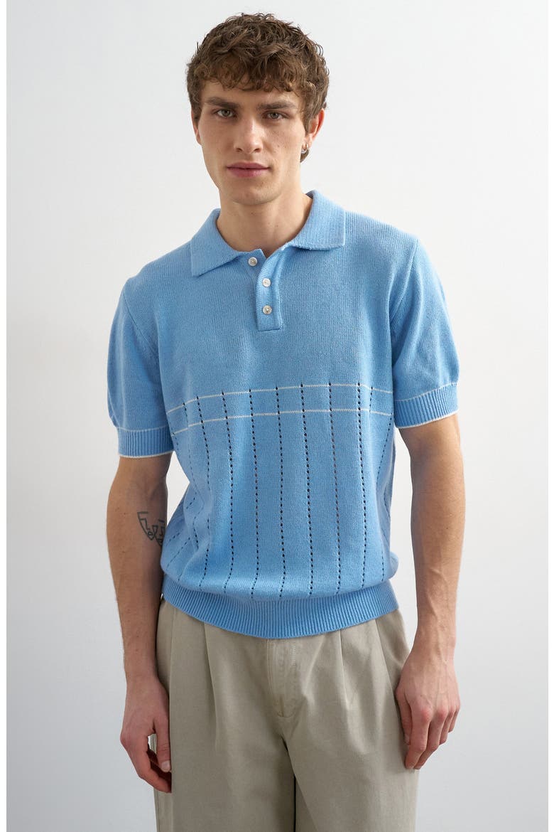 Pointelle Knit Polo, Main, color, LBLUE