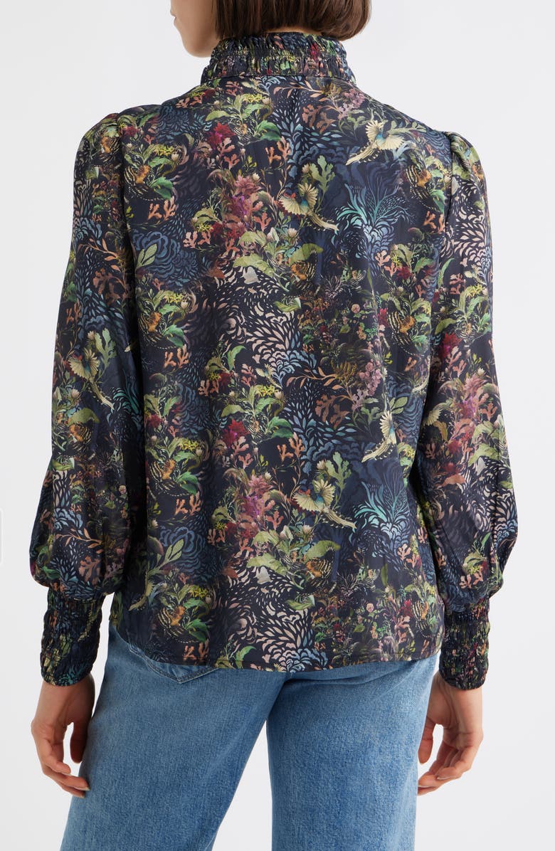 APNY Smocked Cuff Long Sleeve Top, Alternate, color, Black Multi