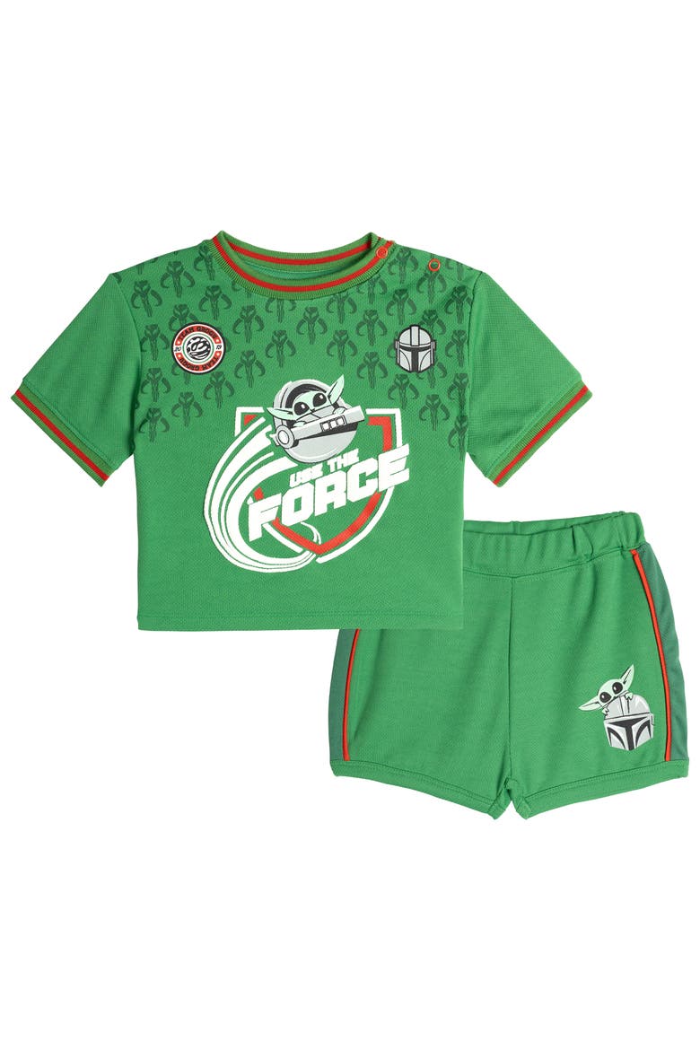 The Mandalorian Grogu Athletic 2-Piece Tee and Shorts Set, Main, color, Grogu Green