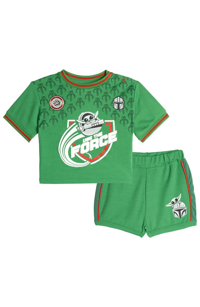 Star Wars The Mandalorian Grogu Athletic 2-Piece Tee and Shorts Set, Main, color, Grogu Green