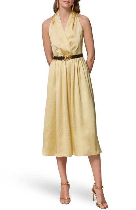 Belted Satin Midi Dress
