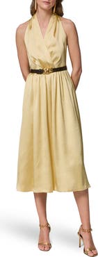 Donna Karan New York Belted Satin Midi Dress