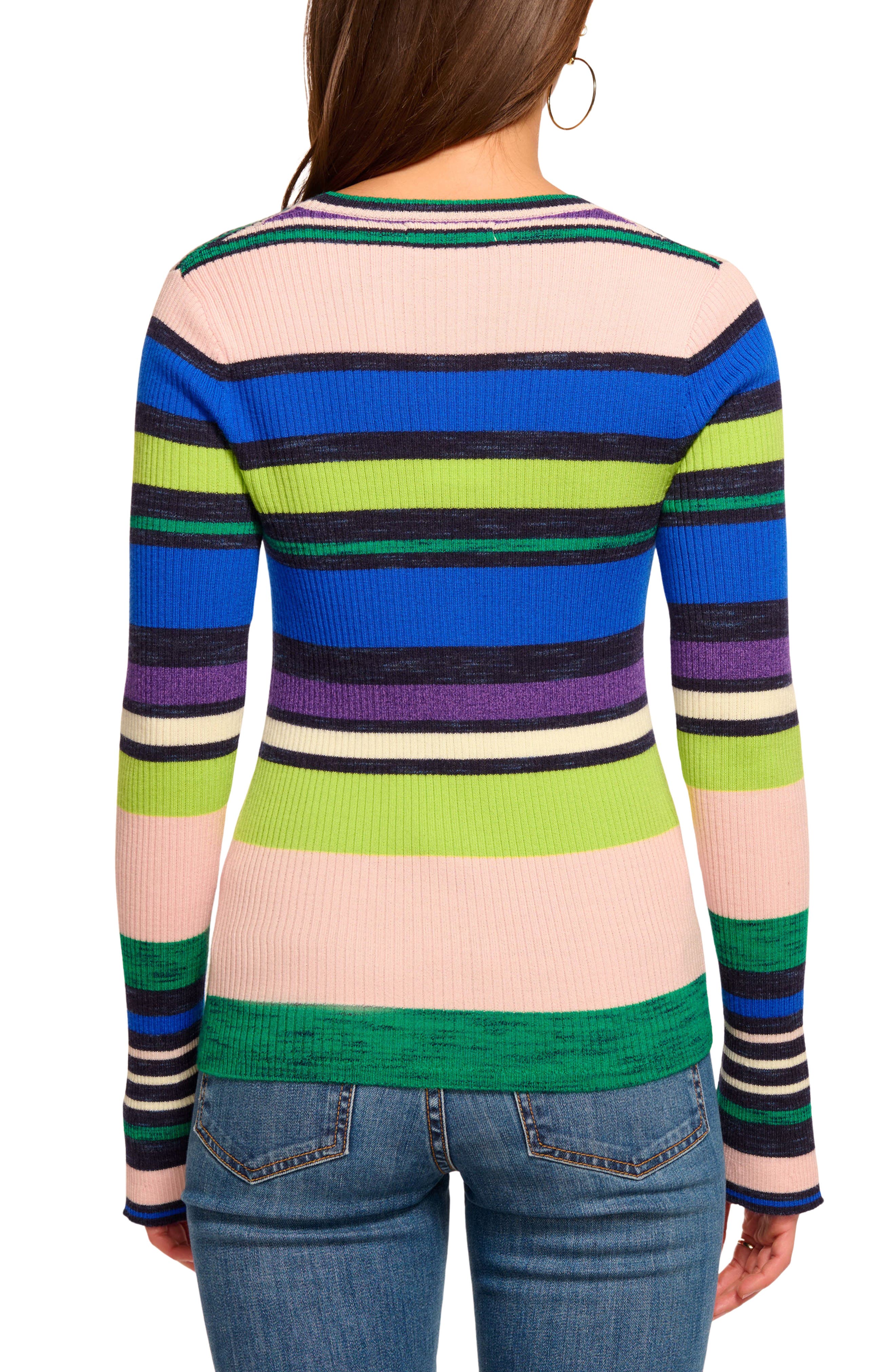 Emma Stripe Merino Wool Cardigan - image 2