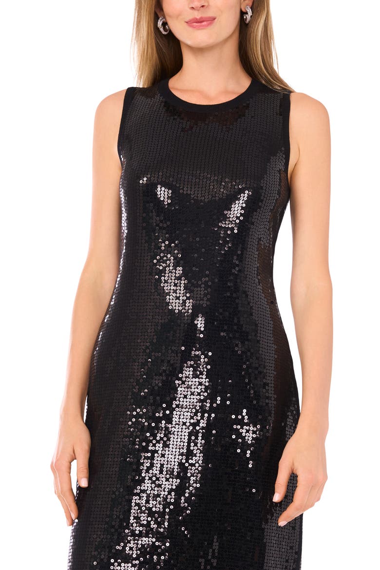 Crewneck Sleeveless Sequin Midi Dress, Alternate, color, RICH BLACK
