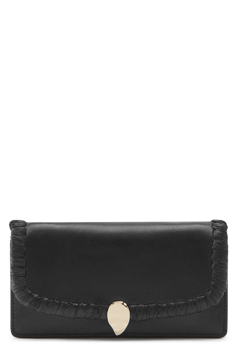 Blisse Raffia Trim Wallet, Main, color, BLACK/ CHARCOAL