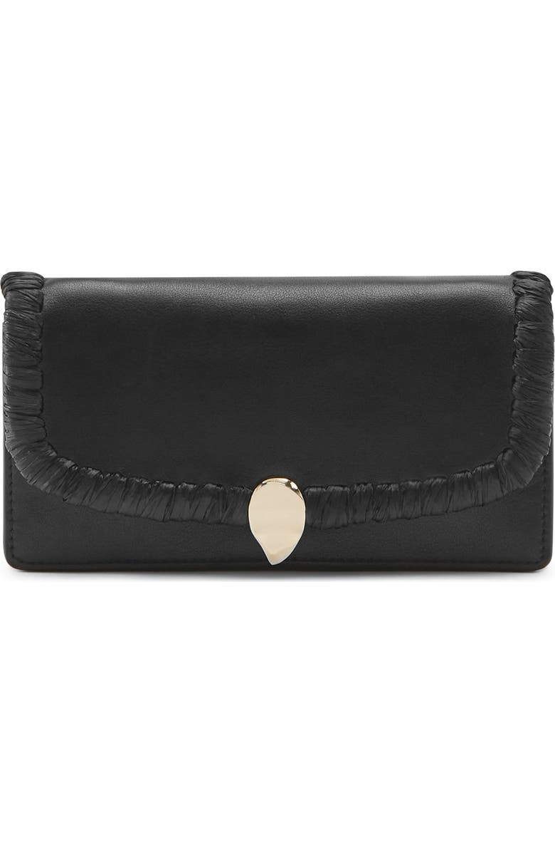 Helen Kaminski Blisse Raffia Trim Wallet, Main, color, Black/ Charcoal