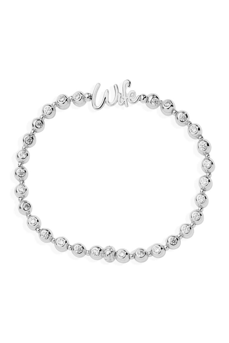 Wife Elongated Crystal Stretch Bracelet, Main, color, Silver